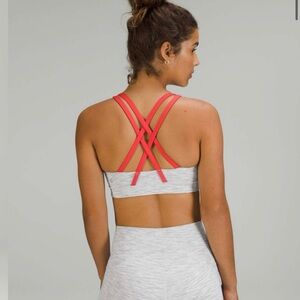 LULULEMON Energy Bra, Grey/Red, Size 4